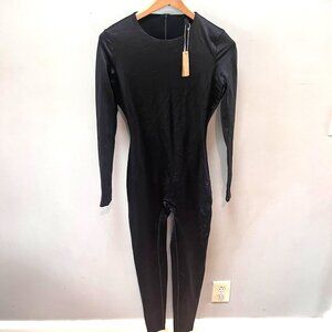 NEW SKIMS All-In One Shine Crew Neck One piece Jumpsuit Onyx Black - Sz. S‎